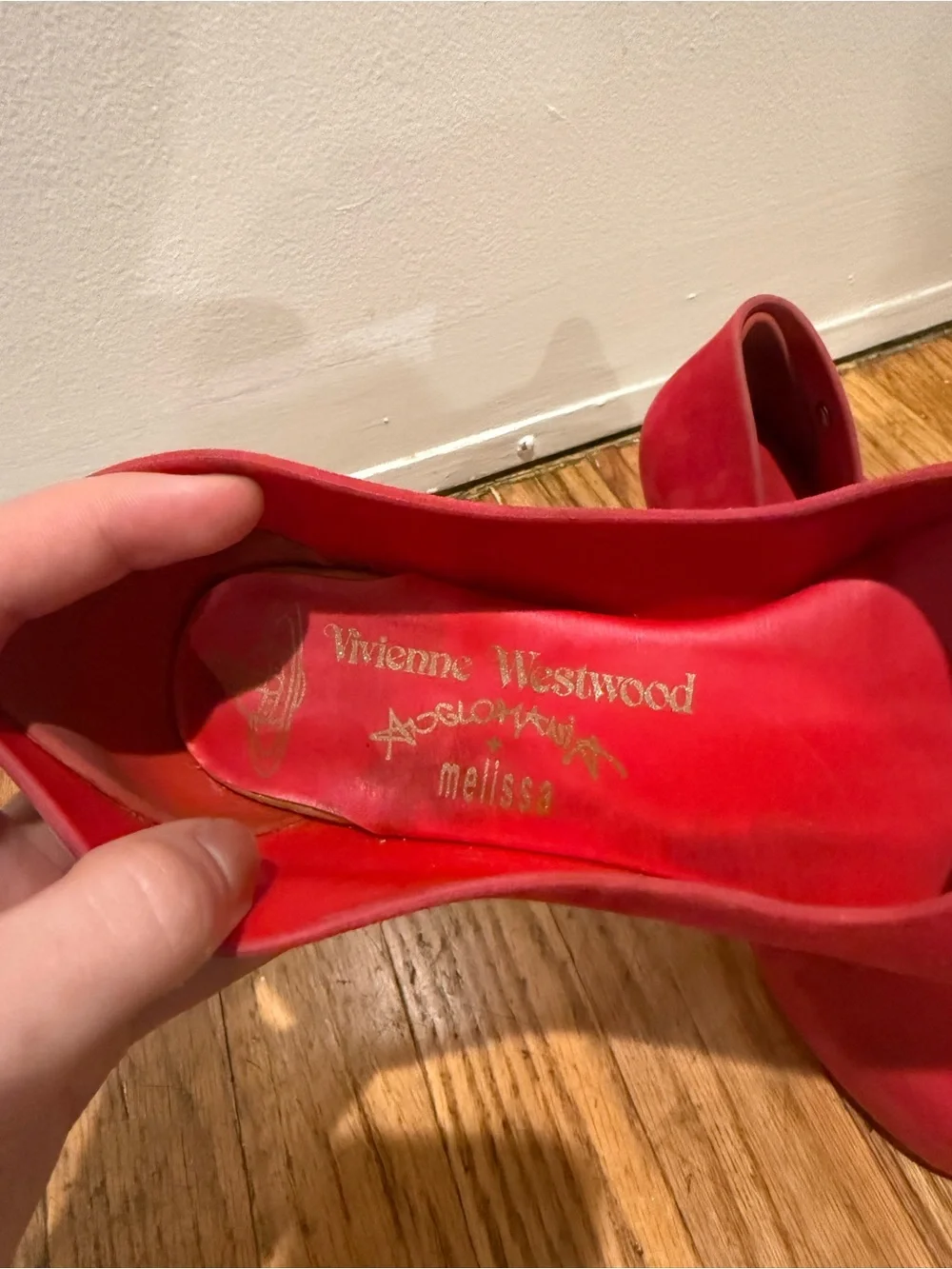 Vivienne Westwood x Melissa size 8 comfy Red Round-Toe High Heels